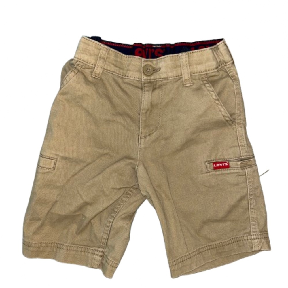 Levi's Boys Youth Durable Twill Pockets Adjustable Waist Cargo Short Tan brown